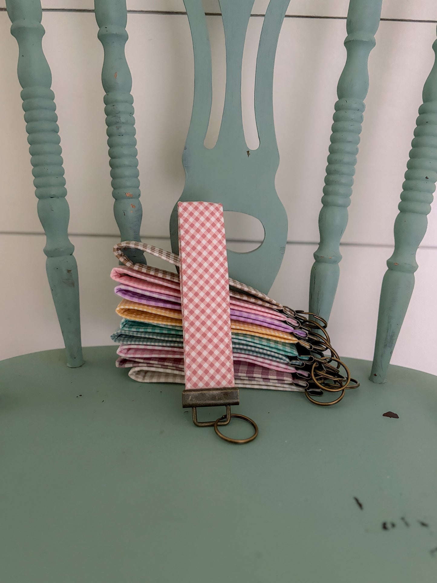 Handmade Rose Gingham Keychain