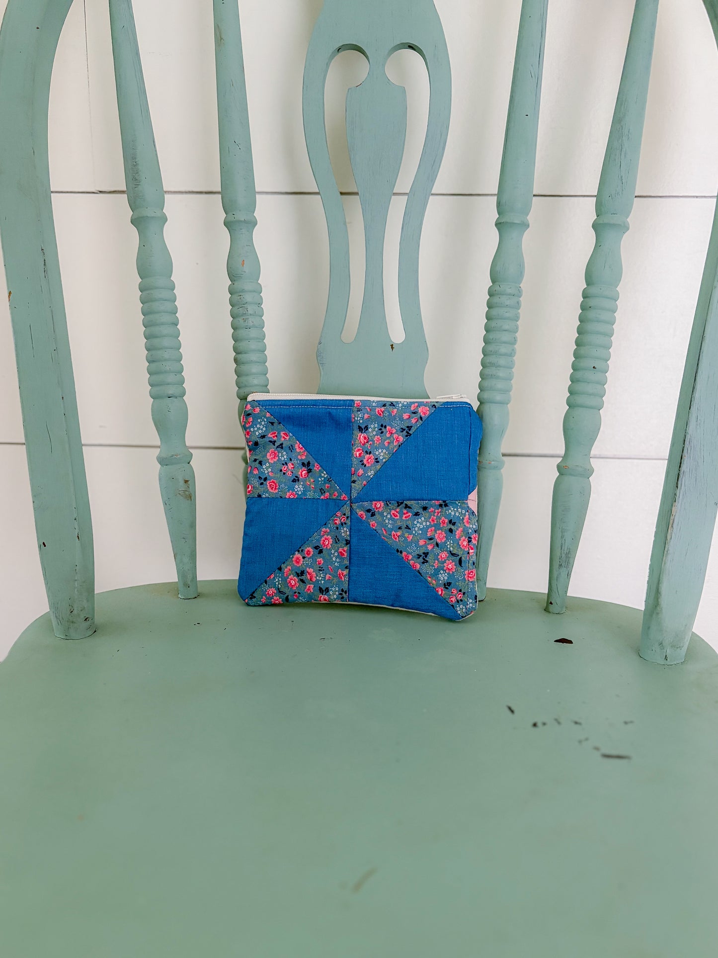 Handmade Vintage Quilt Zipper Pouch SMALL