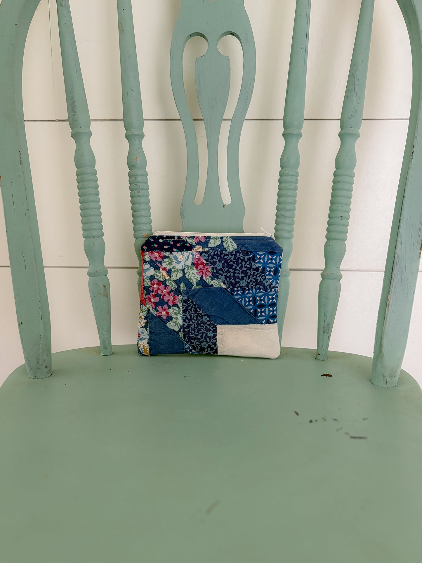 Handmade Vintage Quilt Zipper Pouch SMALL