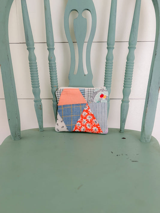 Handmade Vintage Quilt Zipper Pouch SMALL