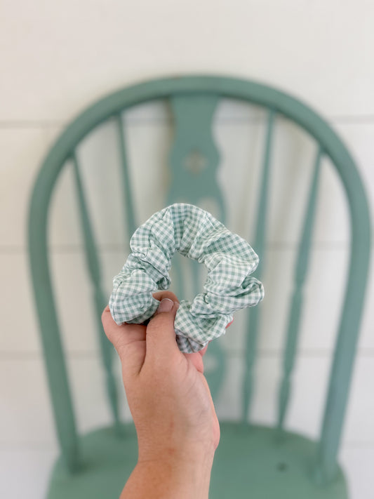 Handmade Sage Gingham Scrunchie
