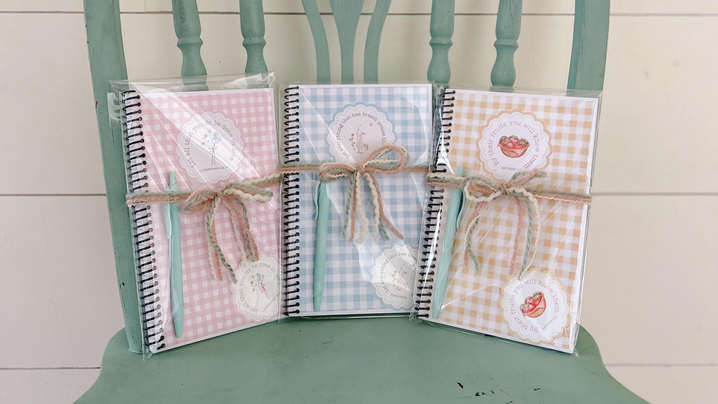Yellow Gingham Bible Study Journal Notebook Set