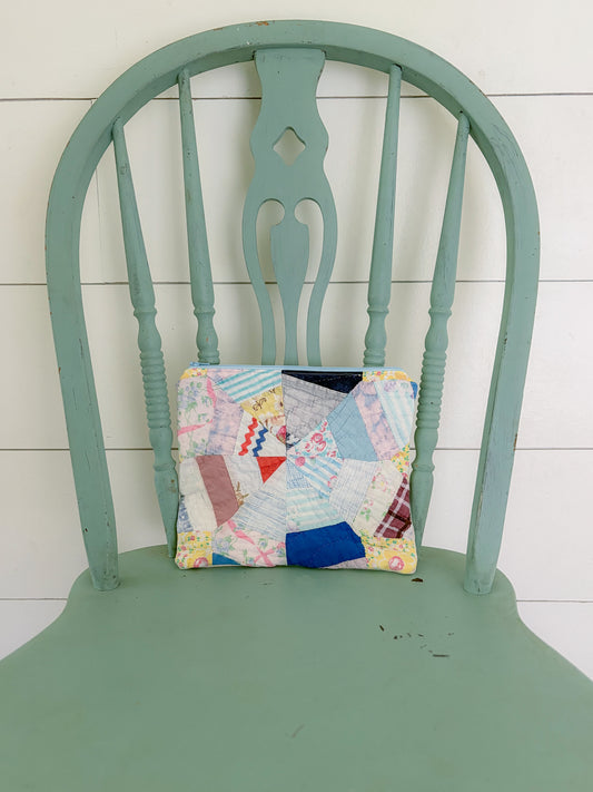 Handmade Vintage Quilt Zipper Pouch LARGE