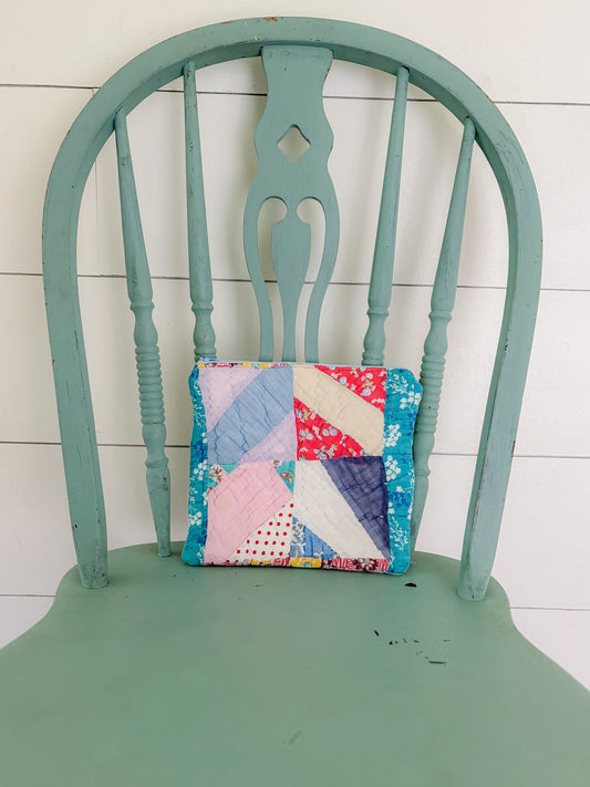 Handmade Vintage Quilt Zipper Pouch LARGE