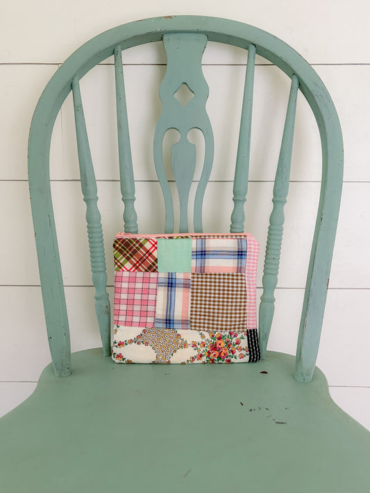 Handmade Vintage Quilt Zipper Pouch LARGE
