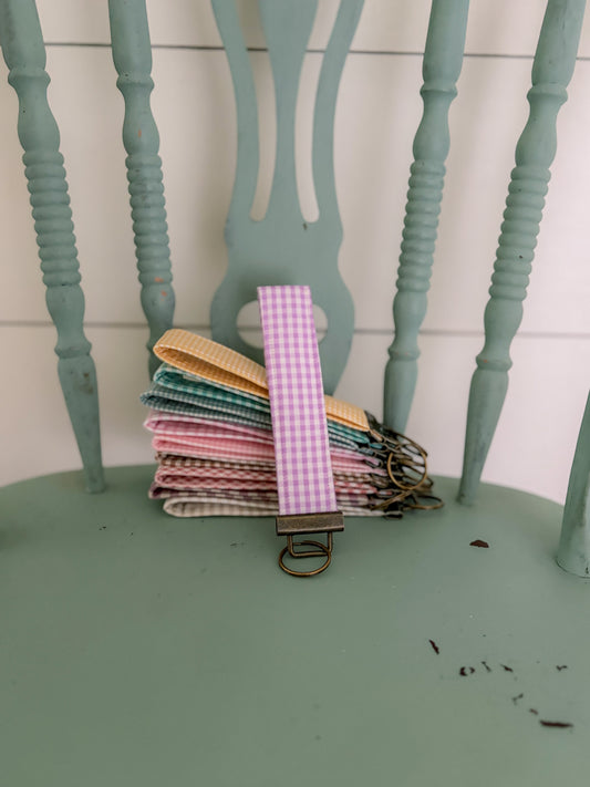 Handmade Bright Purple Gingham Keychain