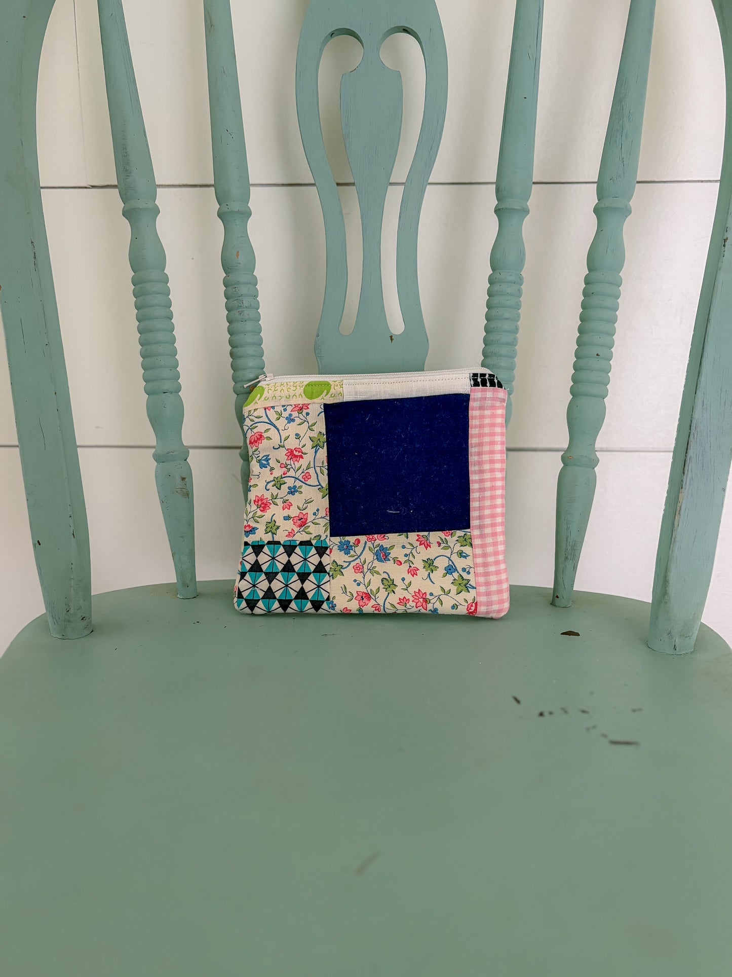 Handmade Vintage Quilt Zipper Pouch SMALL