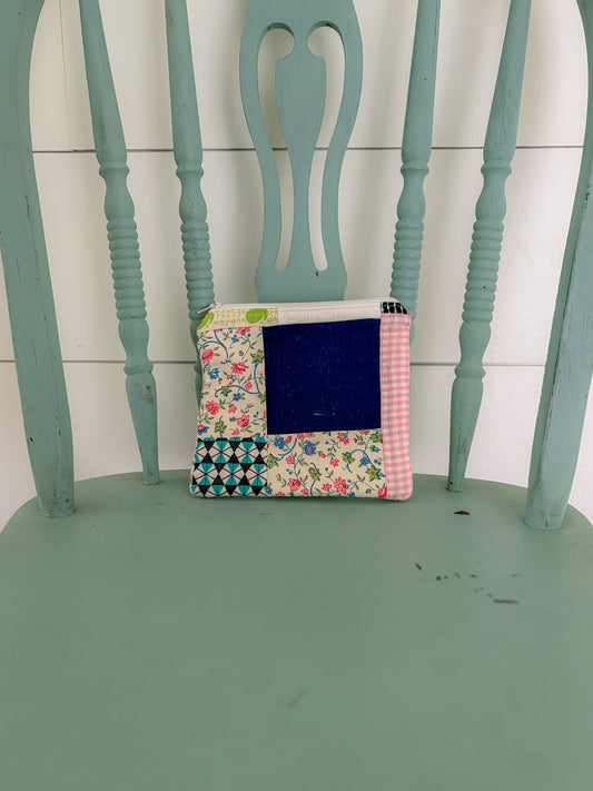 Handmade Vintage Quilt Zipper Pouch SMALL