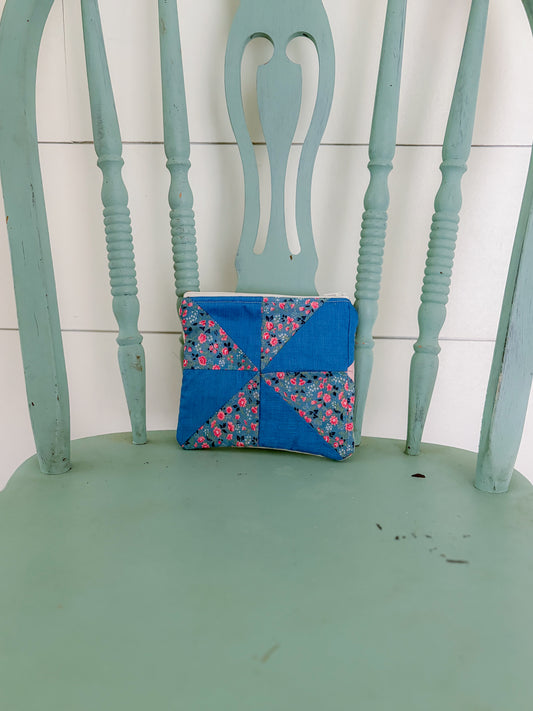 Handmade Vintage Quilt Zipper Pouch SMALL