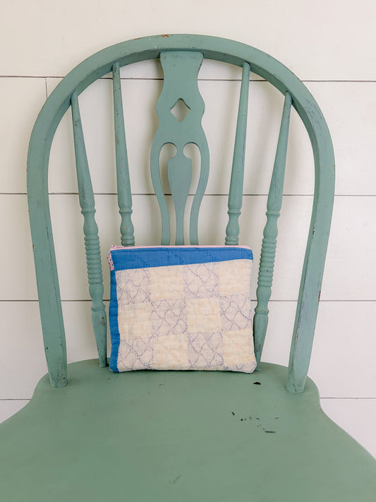 Handmade Vintage Quilt Zipper Pouch LARGE
