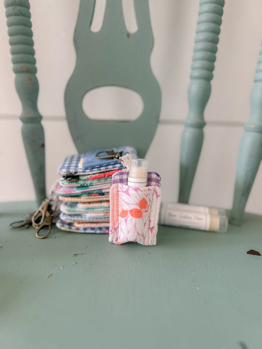 Handmade Vintage Quilt Lip Balm Holder Keychain