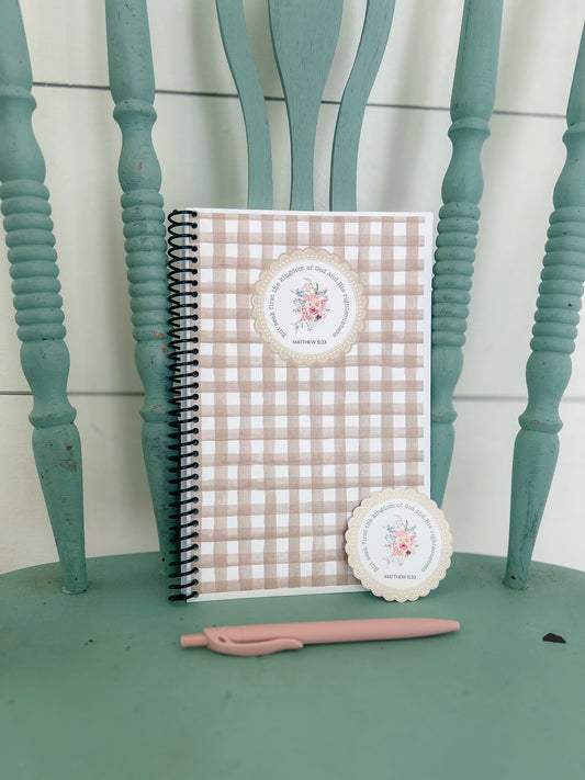 Brown Gingham Prayer Journal Set