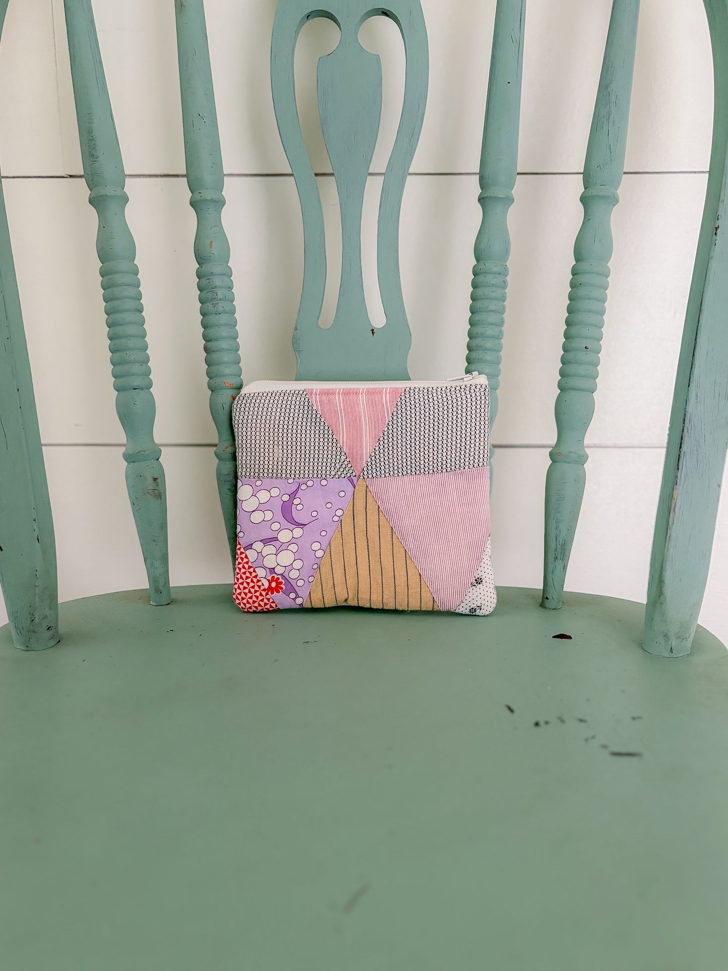 Handmade Vintage Quilt Zipper Pouch SMALL