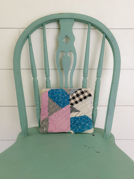 Handmade Vintage Quilt Zipper Pouch LARGE
