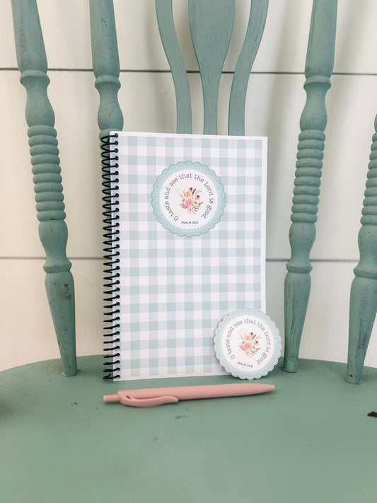 Smokey Blue Gingham Bible Study Journal