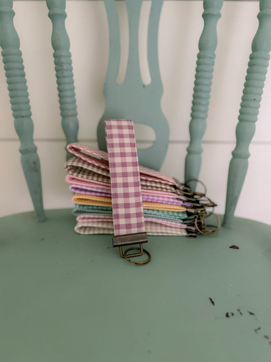 Handmade Mauve/Purple Gingham Keychain