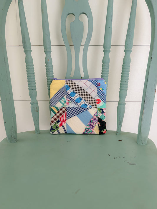 Handmade Vintage Quilt Zipper Pouch SMALL