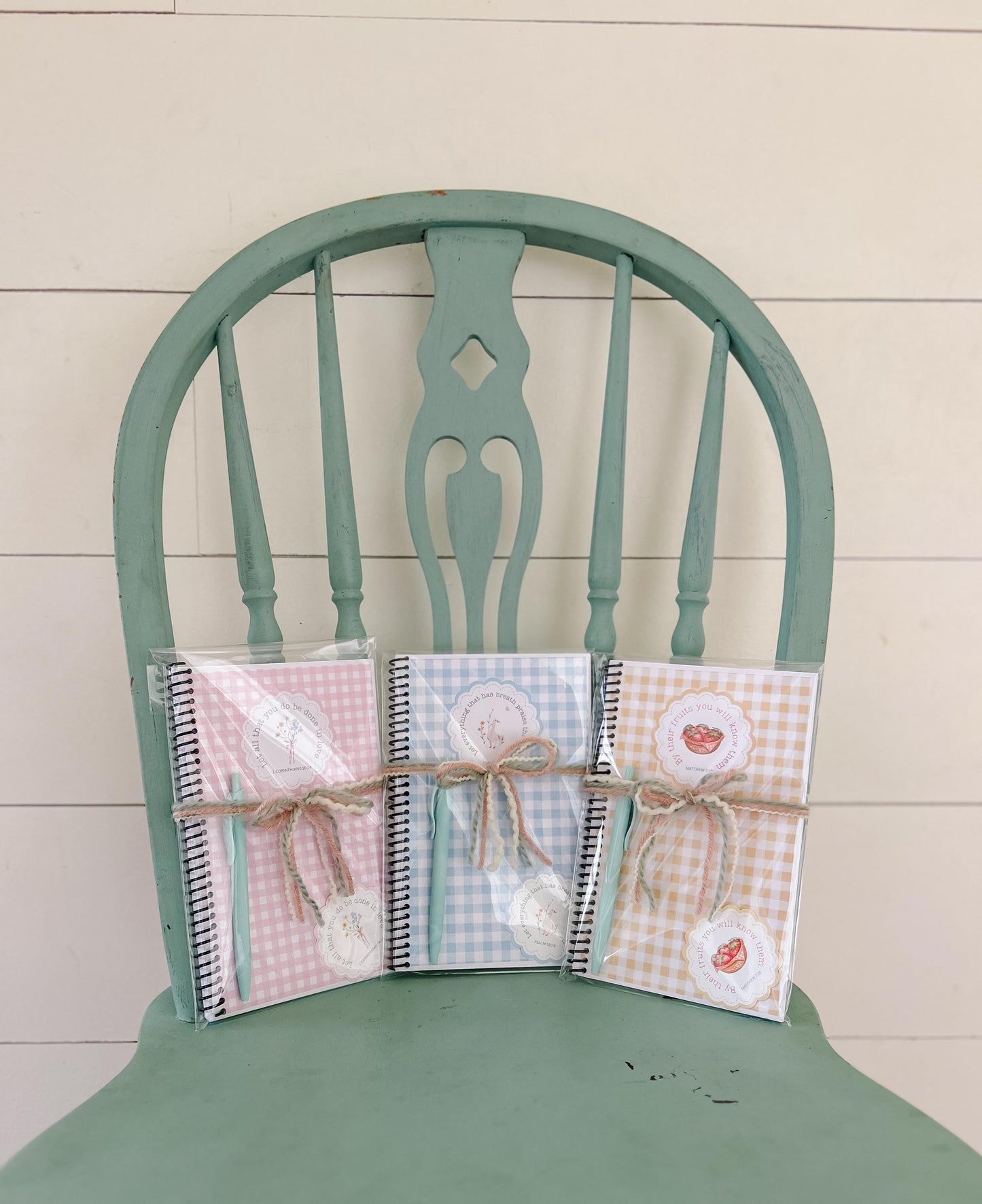 Pink Gingham Bible Study Journal Notebook Set…Sermon Notebook Set…Gift Set