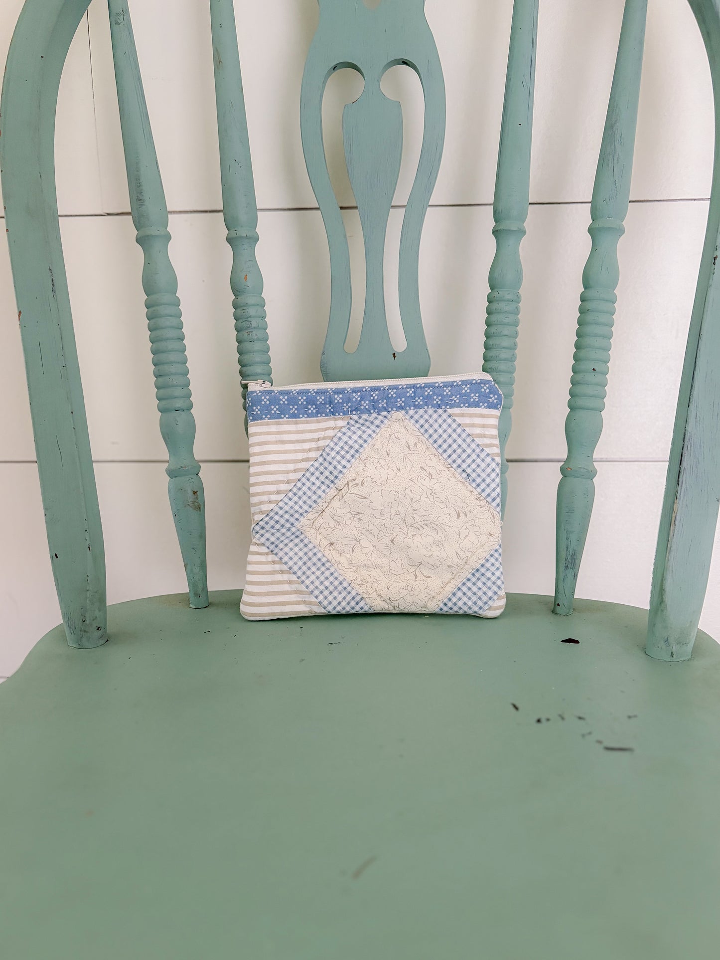 Handmade Vintage Quilt Zipper Pouch SMALL