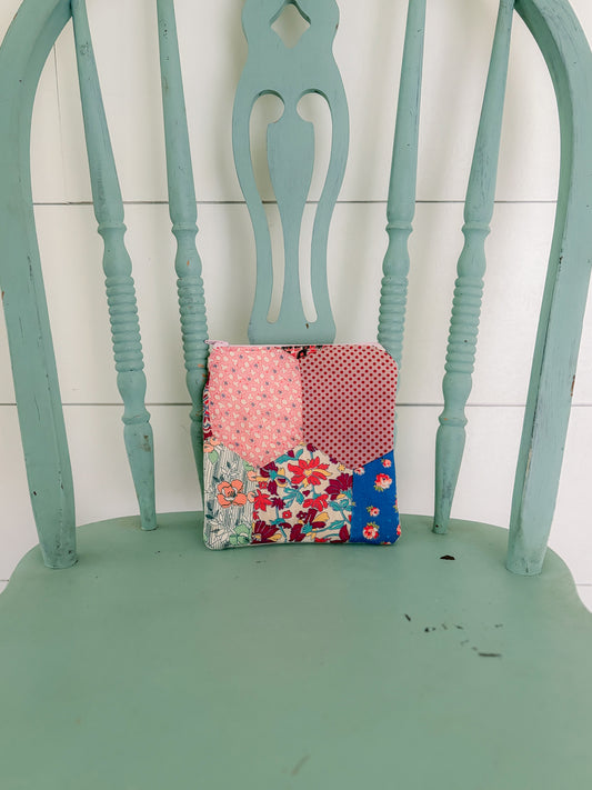 Handmade Vintage Quilt Zipper Pouch SMALL