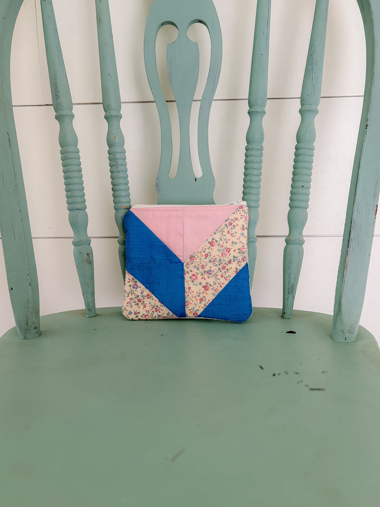 Handmade Vintage Quilt Zipper Pouch SMALL
