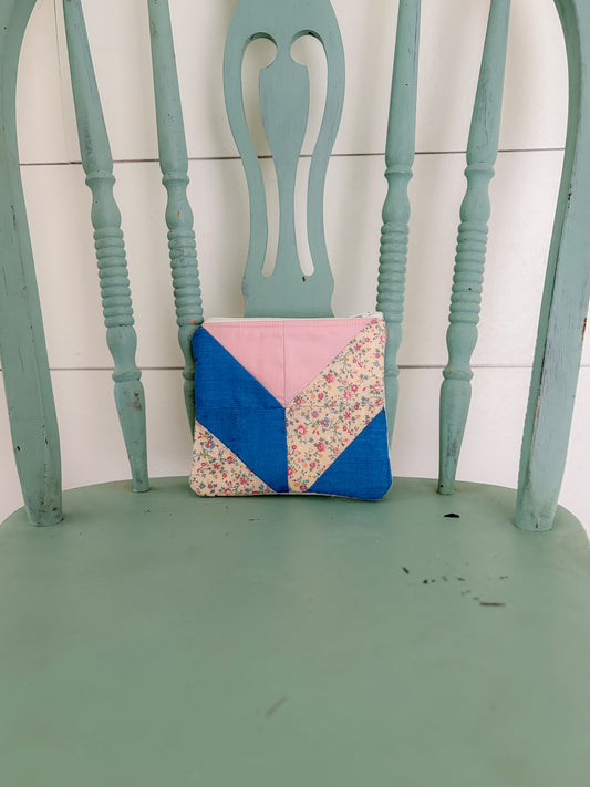Handmade Vintage Quilt Zipper Pouch SMALL
