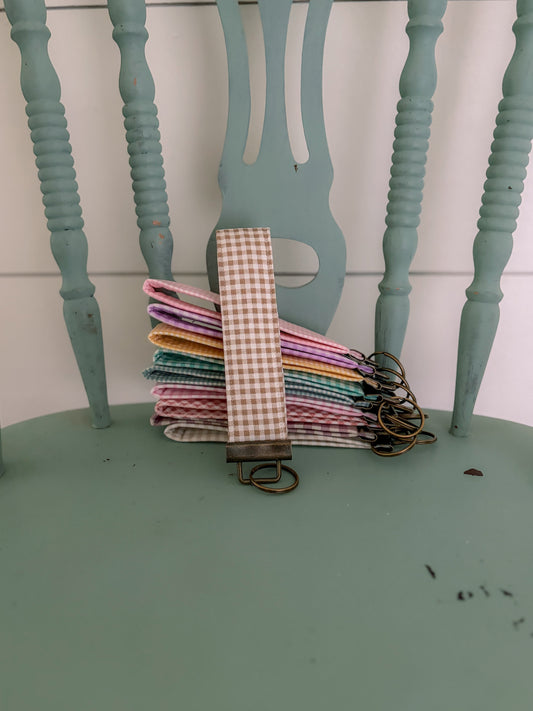 Handmade Brown Gingham Keychain