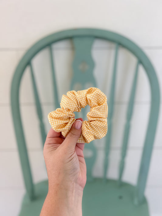 Yellow Gingham Handmade Scrunchie
