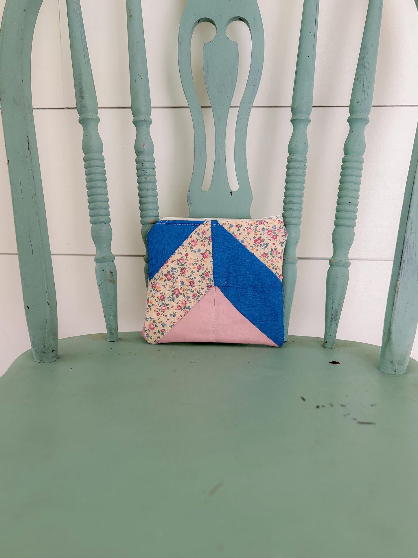 Handmade Vintage Quilt Zipper Pouch SMALL
