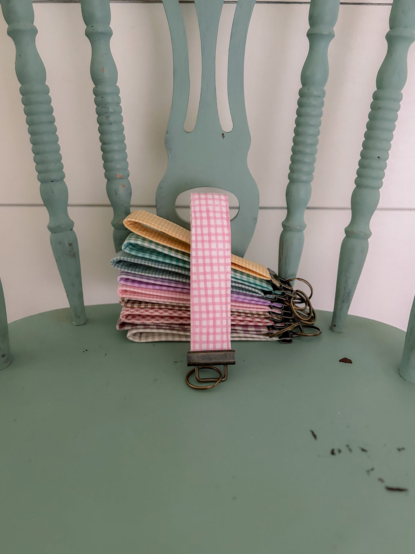 Handmade Bubble Gum Gingham Keychain