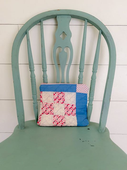 Handmade Vintage Quilt Zipper Pouch LARGE