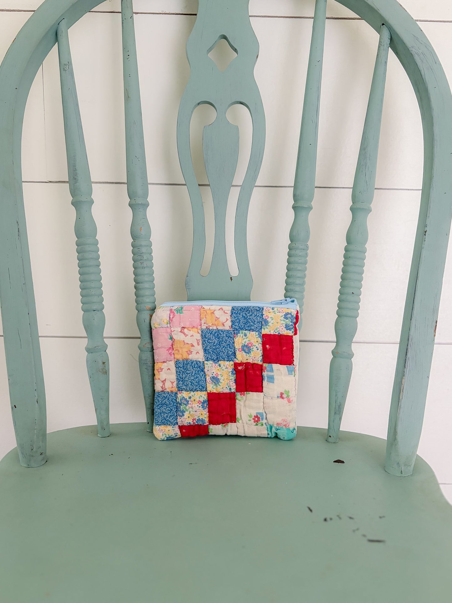 Handmade Vintage Quilt Zipper Pouch SMALL