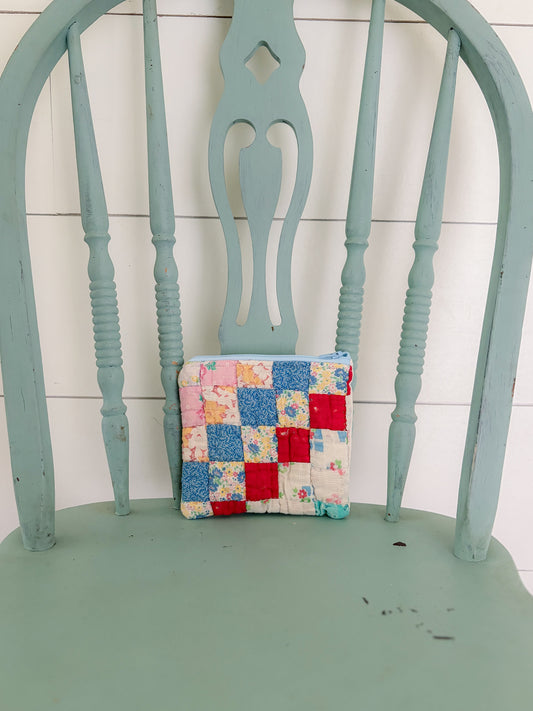 Handmade Vintage Quilt Zipper Pouch SMALL