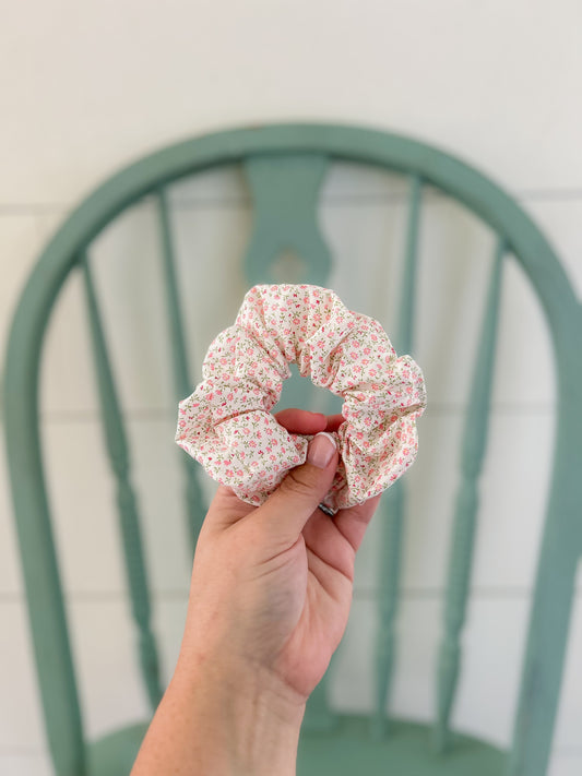 Handmade Pink Floral Scrunchie