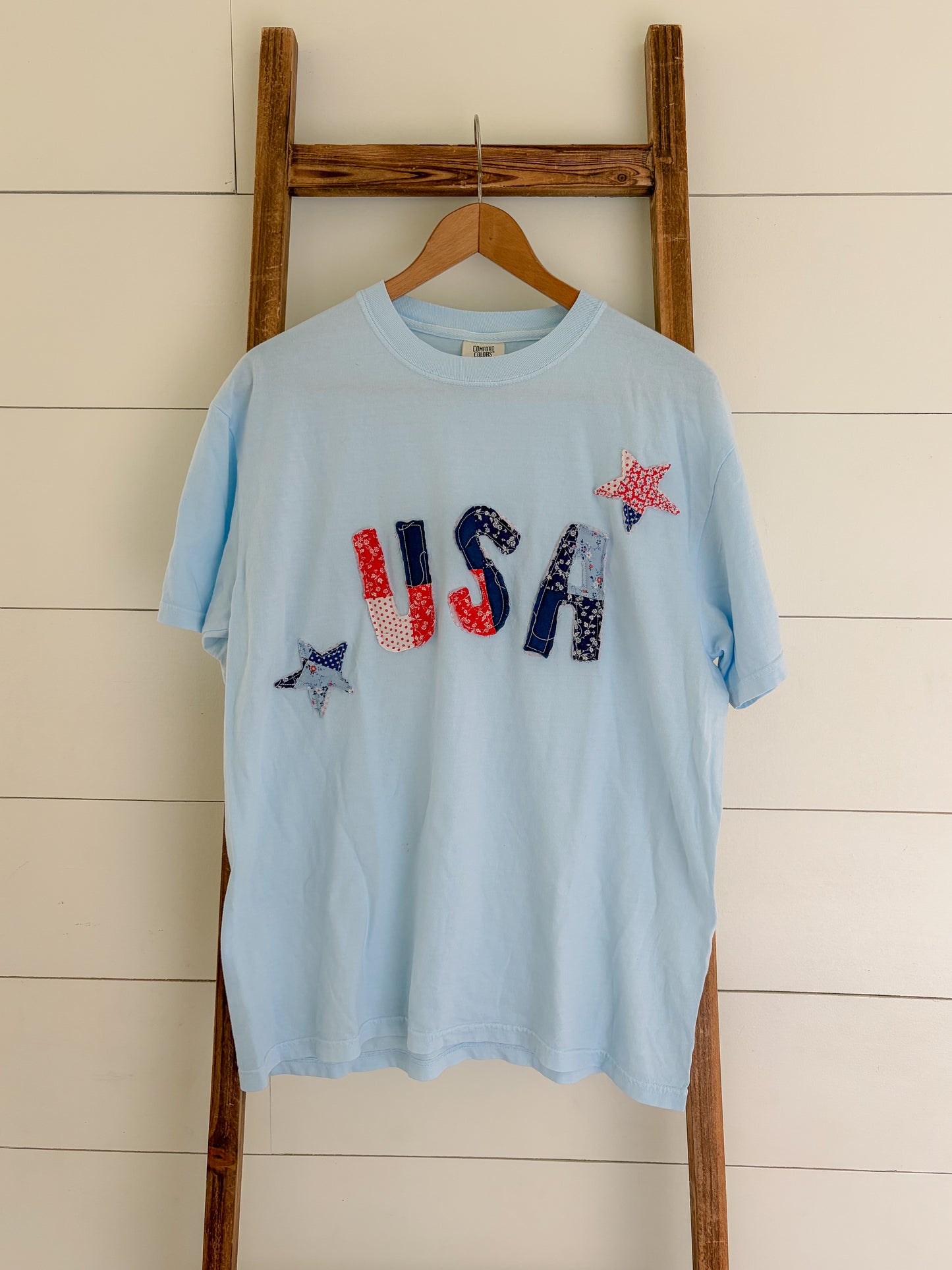 Vintage Quilt USA Light Blue Tee