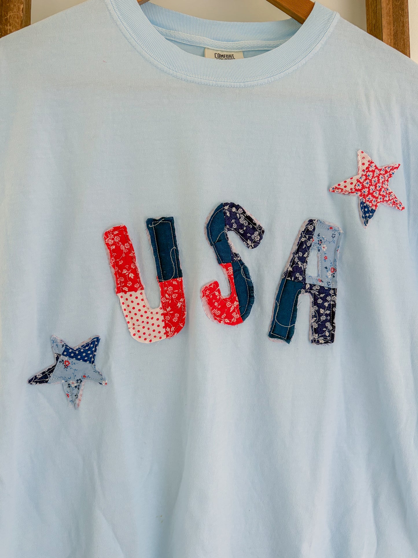 Vintage Quilt USA Light Blue Tee